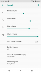 Android phone volume settings screenshot