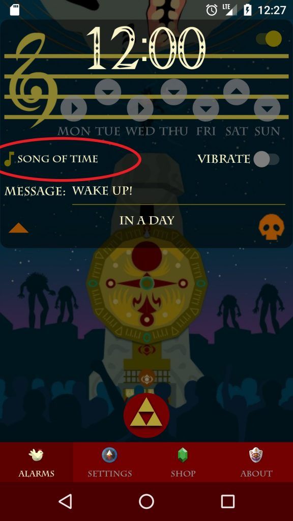 Zelda Alarm tune selection