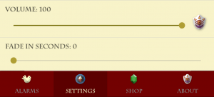 Zelda Alarm volume slider screenshot